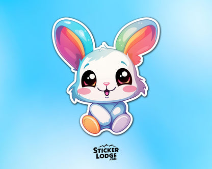 Kawaii Rainbow Bunny Vinyl Sticker | Sticker Lodge