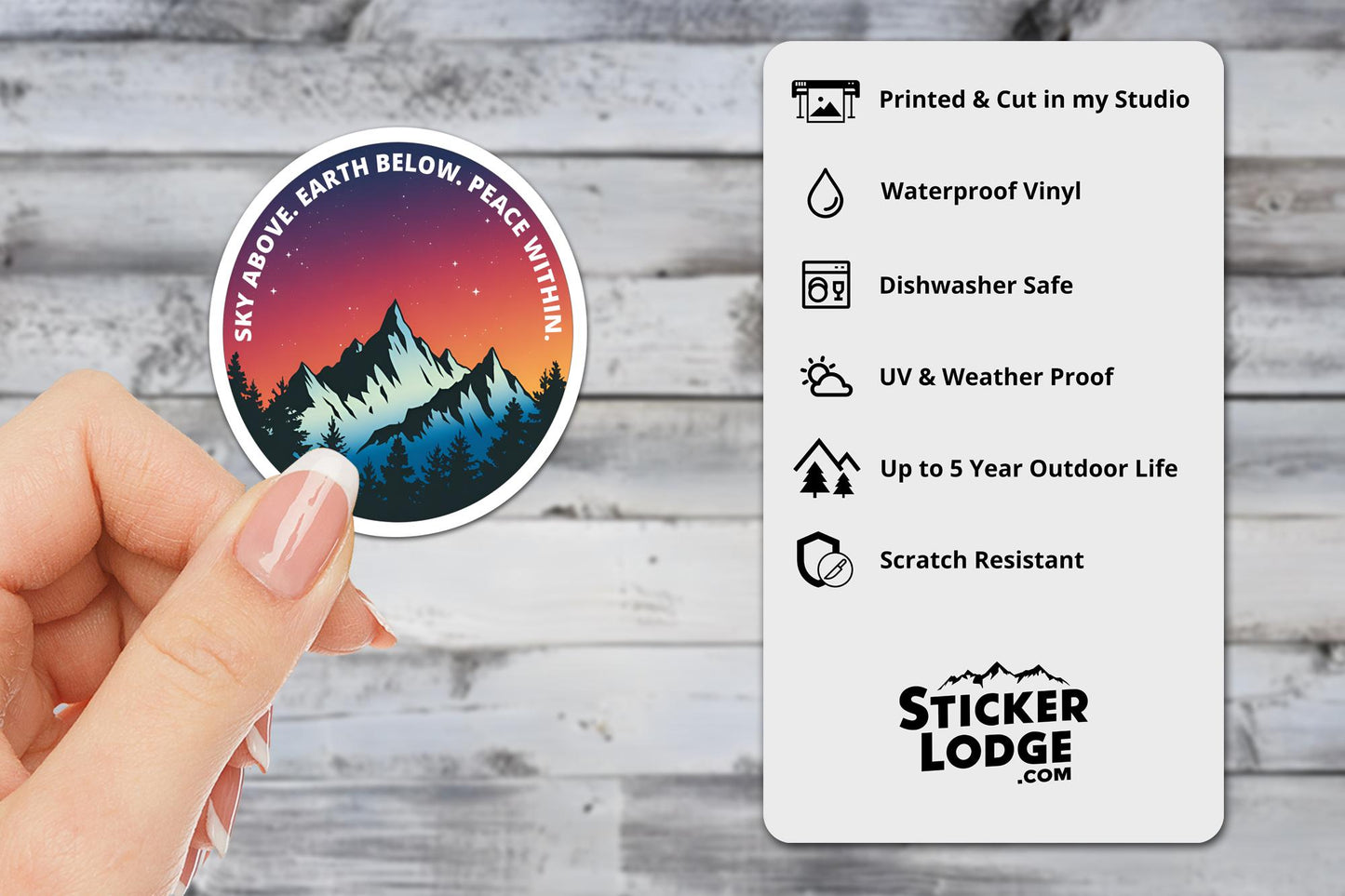 Sky Above Earth Below Peace Within Vinyl Sticker | Sticker Lodge