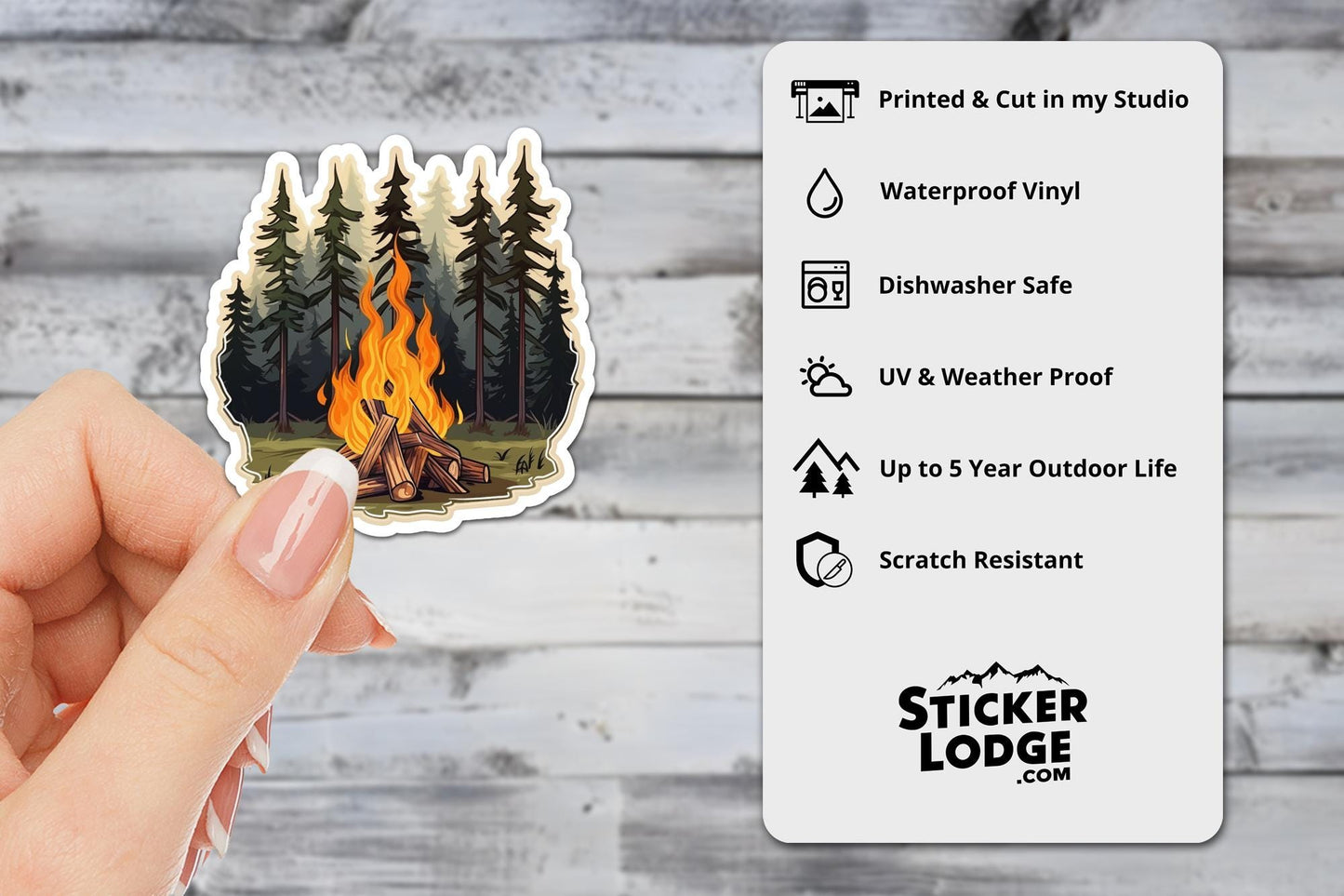 Forest Campfire Vinyl Sticker | Sticker Lodge