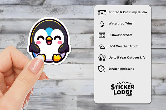 Kawaii Penguin Vinyl Sticker | Sticker Lodge