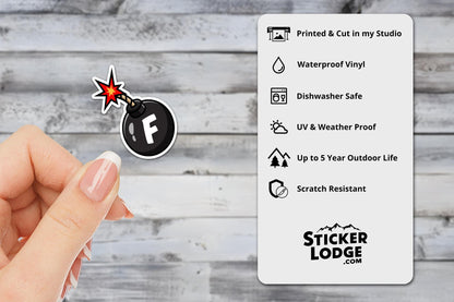 F Bomb Vinyl Sticker | Sticker Lodge