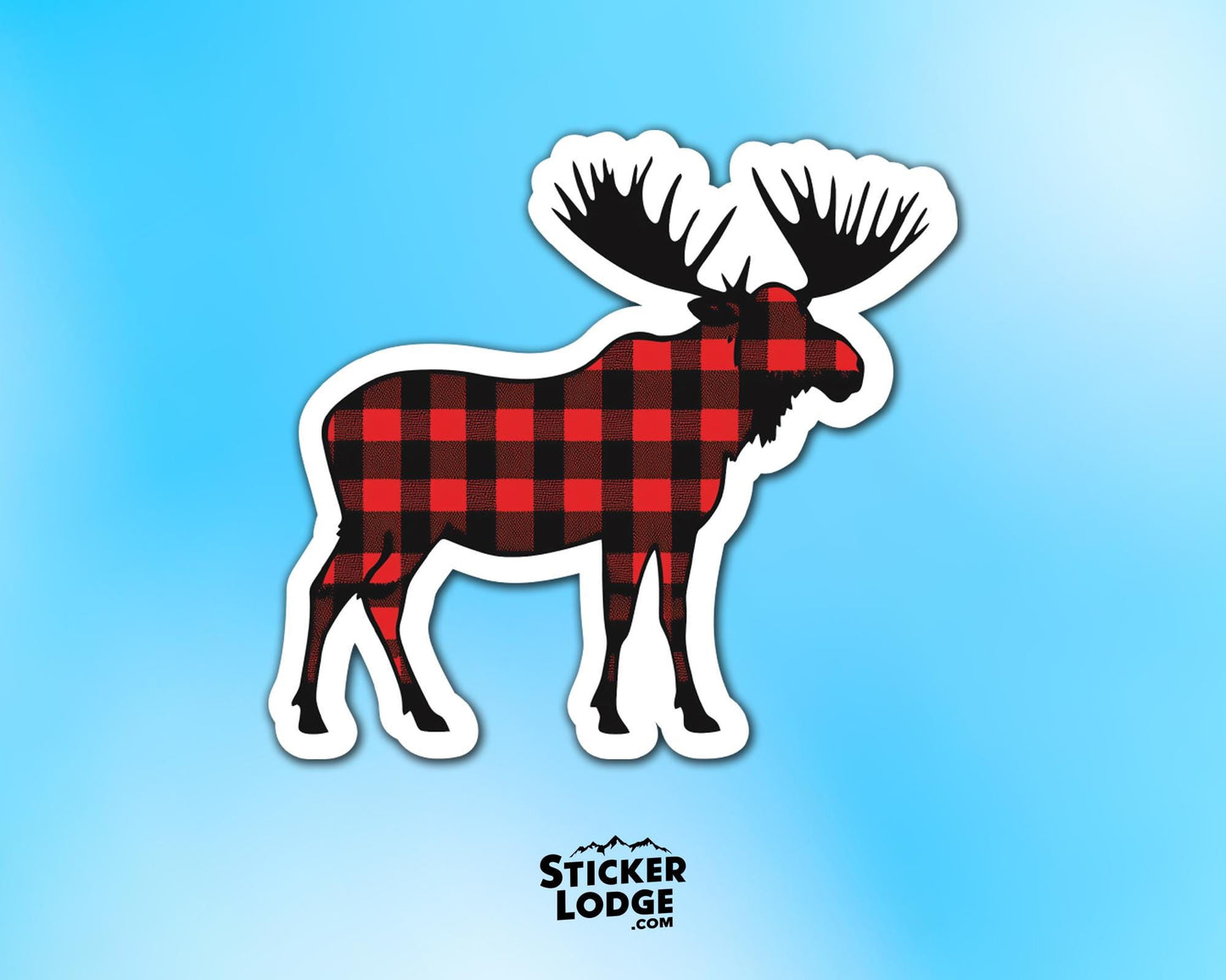 Buffalo Plaid Moose Vinyl Sticker | Sticker Lodge