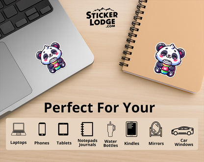 Kawaii Panda Bear Coffee Vinyl Sticker | Sticker Lodge