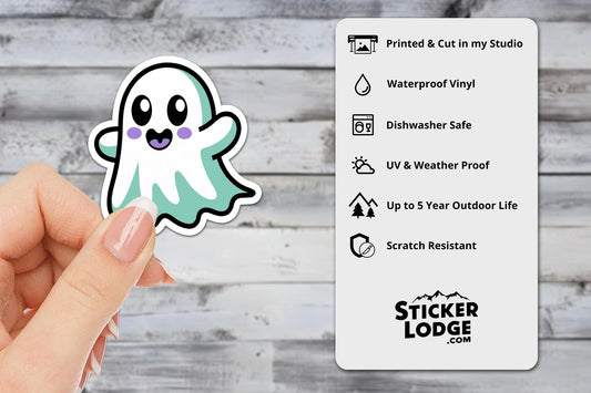 Halloween Kawaii Ghost Vinyl Sticker | Sticker Lodge