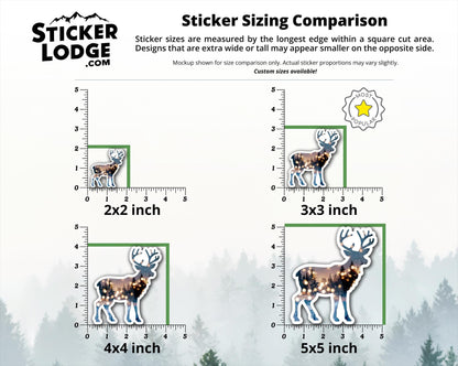 Festive Reindeer and Winter Forest Double Exposure Vinyl Sticker | Sticker Lodge