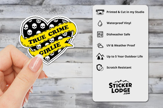 True Crime Girlie Vinyl Sticker | Sticker Lodge