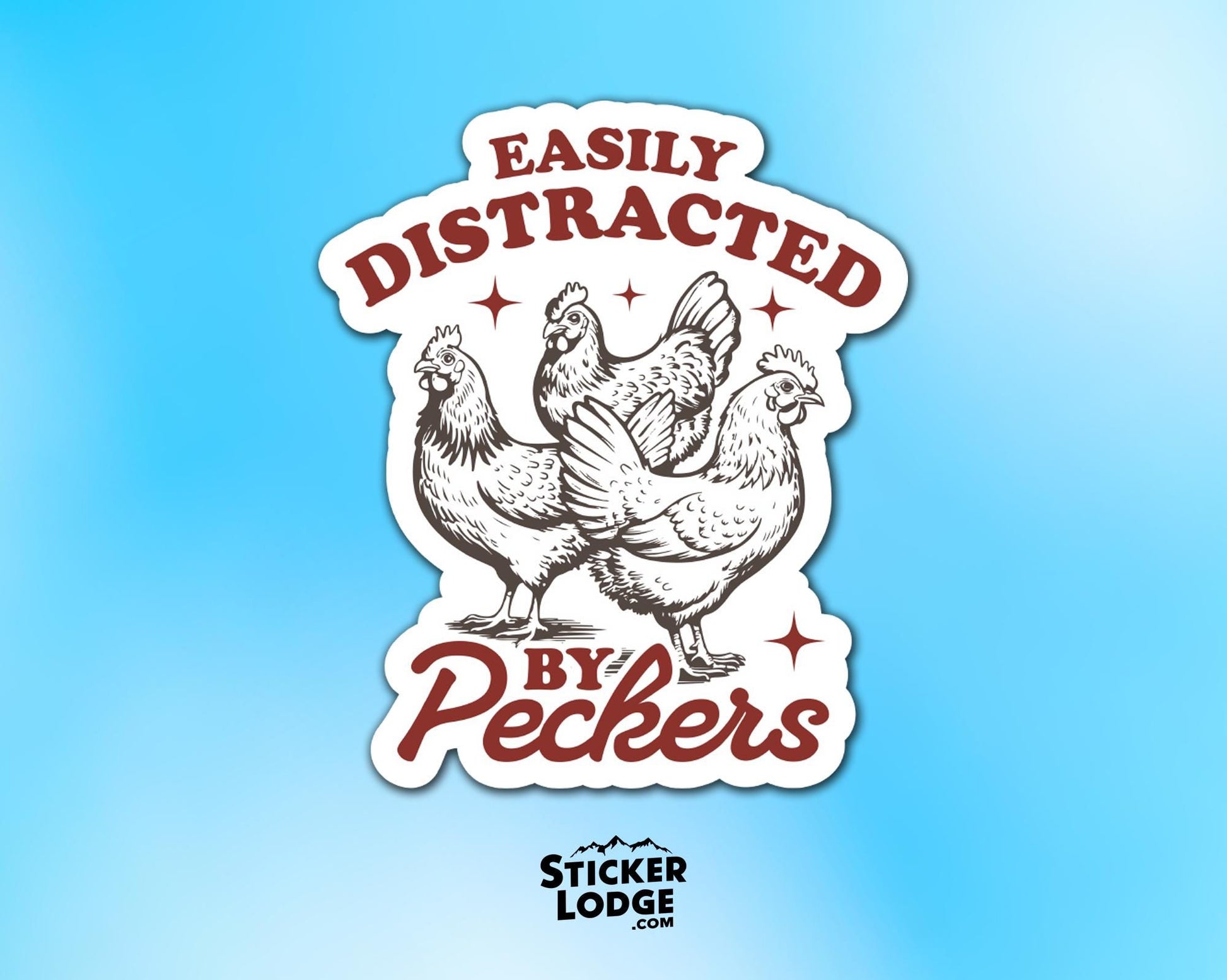 Easily Distracted by Peckers Vinyl Sticker | Sticker Lodge