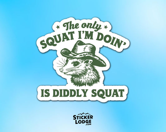 The Only Squat I&#39;m Doing Is Diddly Squat Vinyl Sticker | Sticker Lodge