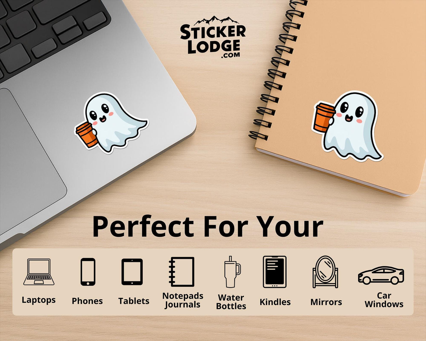 Ghost Pumpkin Spice Latte Vinyl Sticker | Sticker Lodge