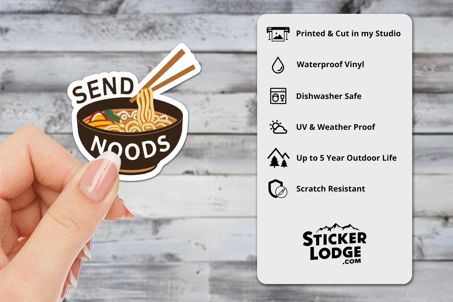 Send Noods Funny Ramen Vinyl Sticker | Sticker Lodge
