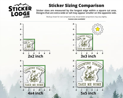 Country Toads Take Me Home Vinyl Sticker | Sticker Lodge