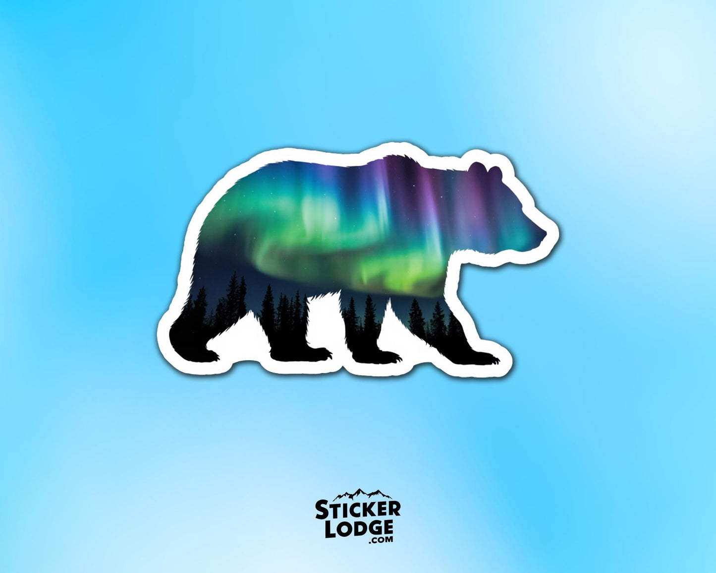 Northern Lights Bear Vinyl Sticker | Sticker Lodge