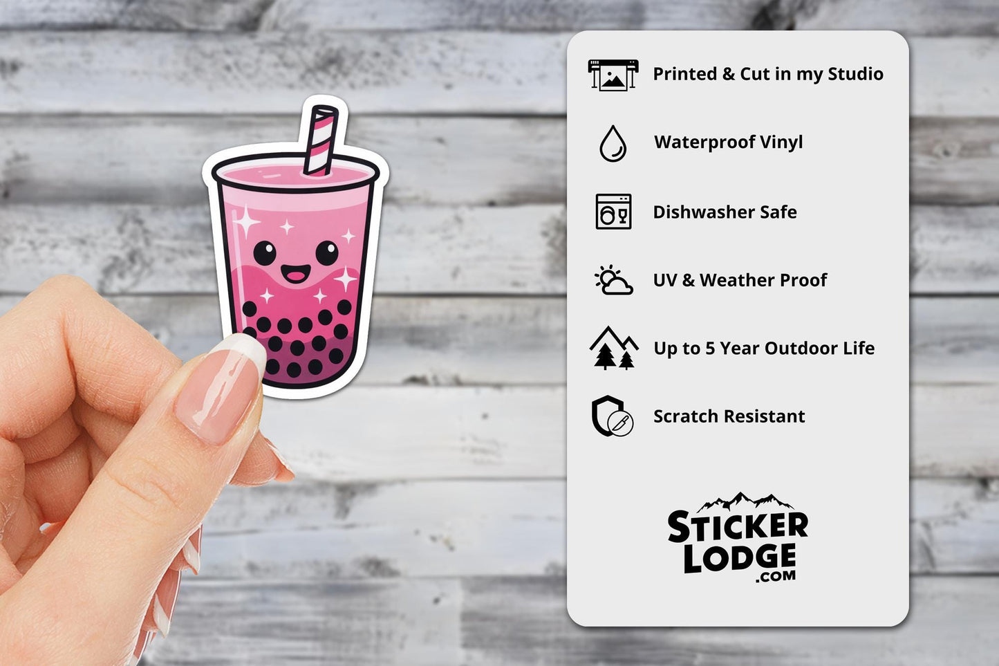 Pink Boba Tea Vinyl Sticker | Sticker Lodge