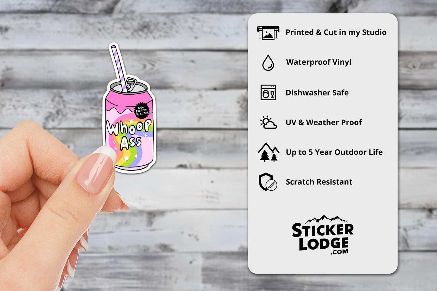 Open a Can of Whoop Ass Vinyl Sticker | Sticker Lodge