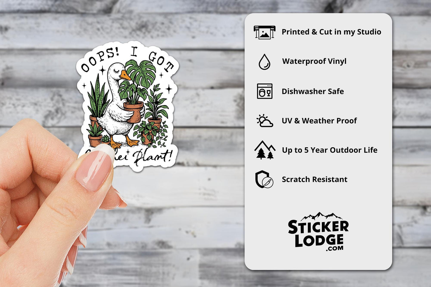 Oops I Got Another Plant Goose Vinyl Sticker | Sticker Lodge