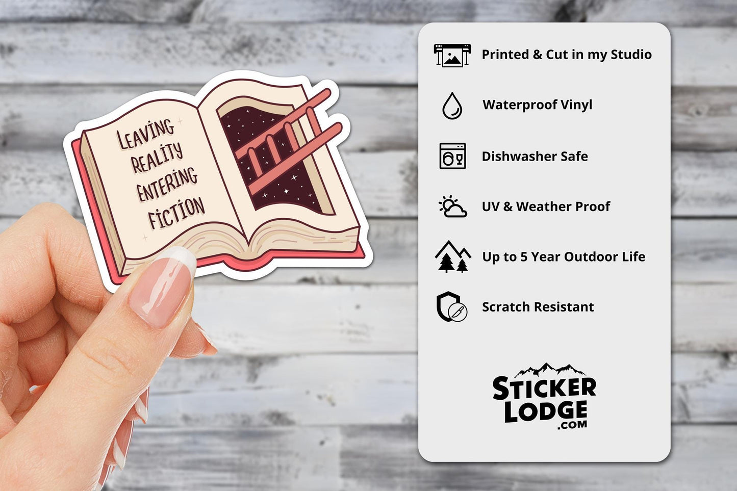 Leaving Reality Entering Fiction Vinyl Sticker | Sticker Lodge