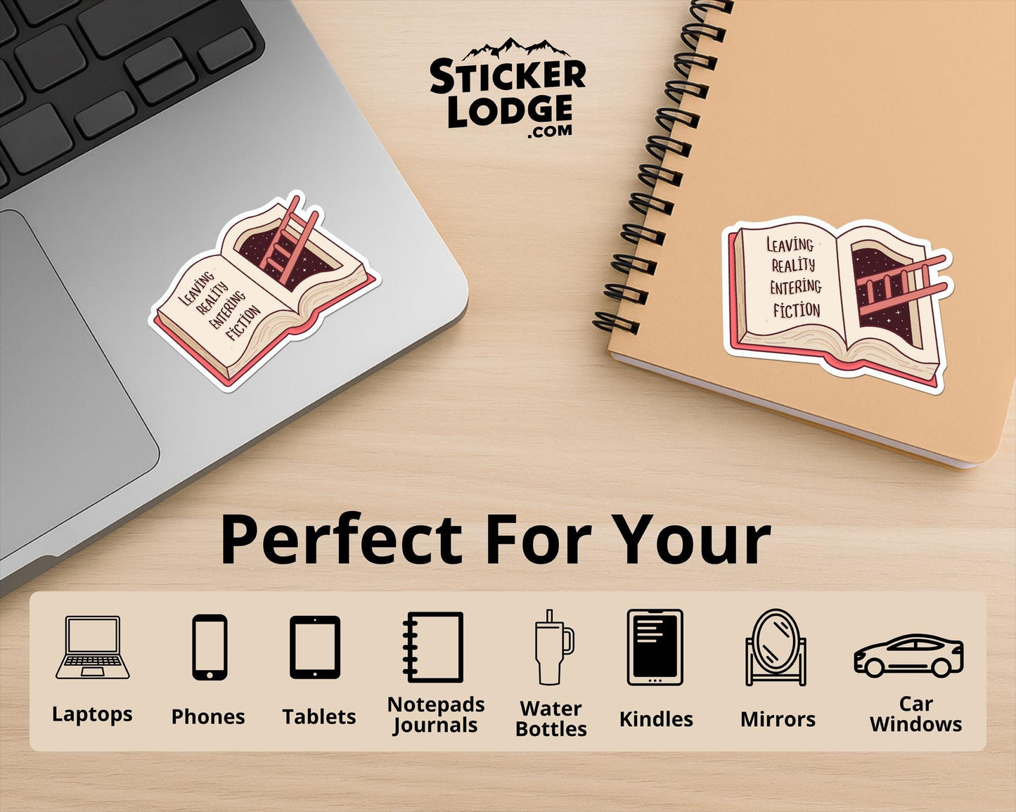 Leaving Reality Entering Fiction Vinyl Sticker | Sticker Lodge