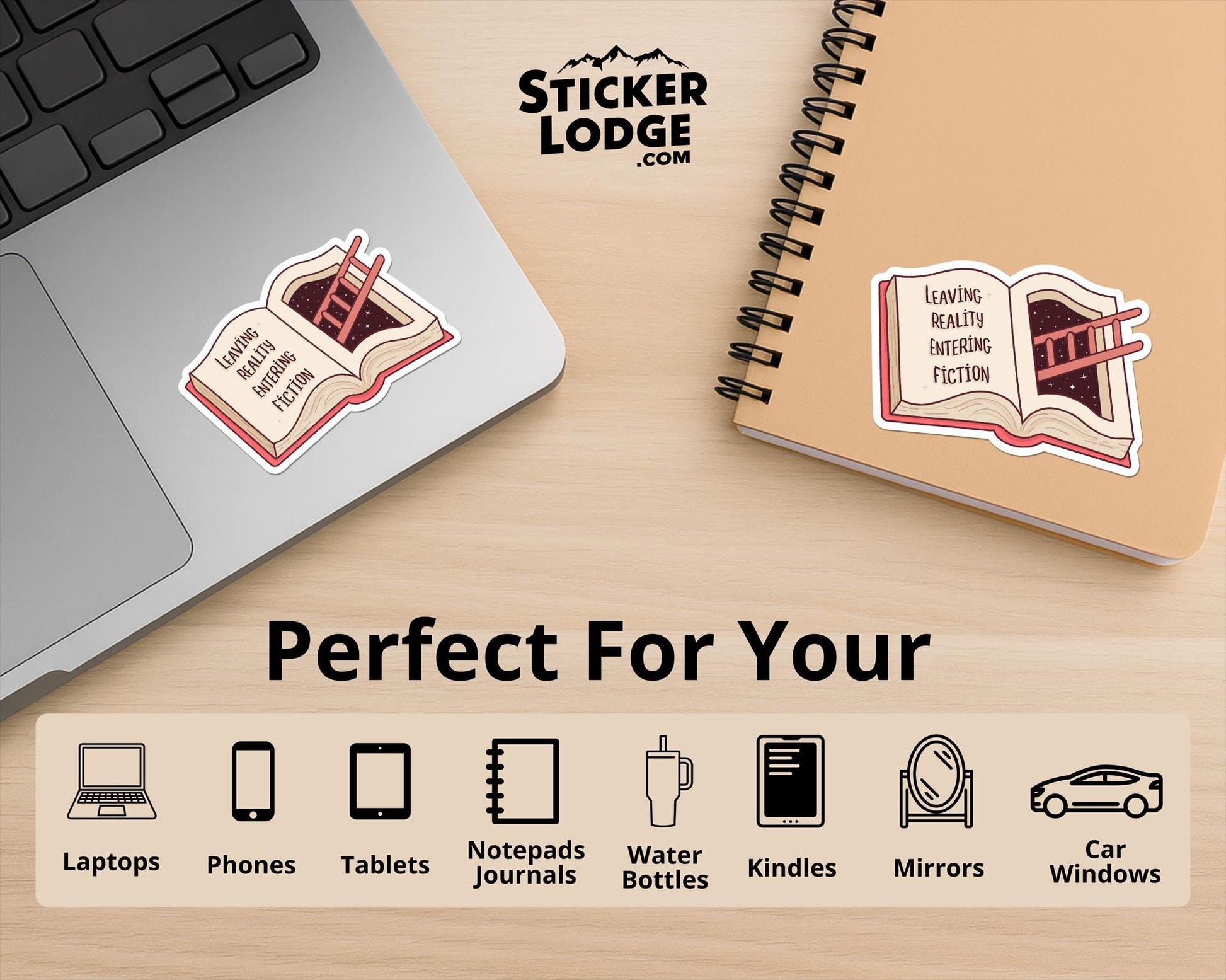 Leaving Reality Entering Fiction Vinyl Sticker | Sticker Lodge