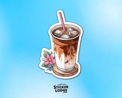 Watercolor Iced Coffee Vinyl Sticker | Sticker Lodge