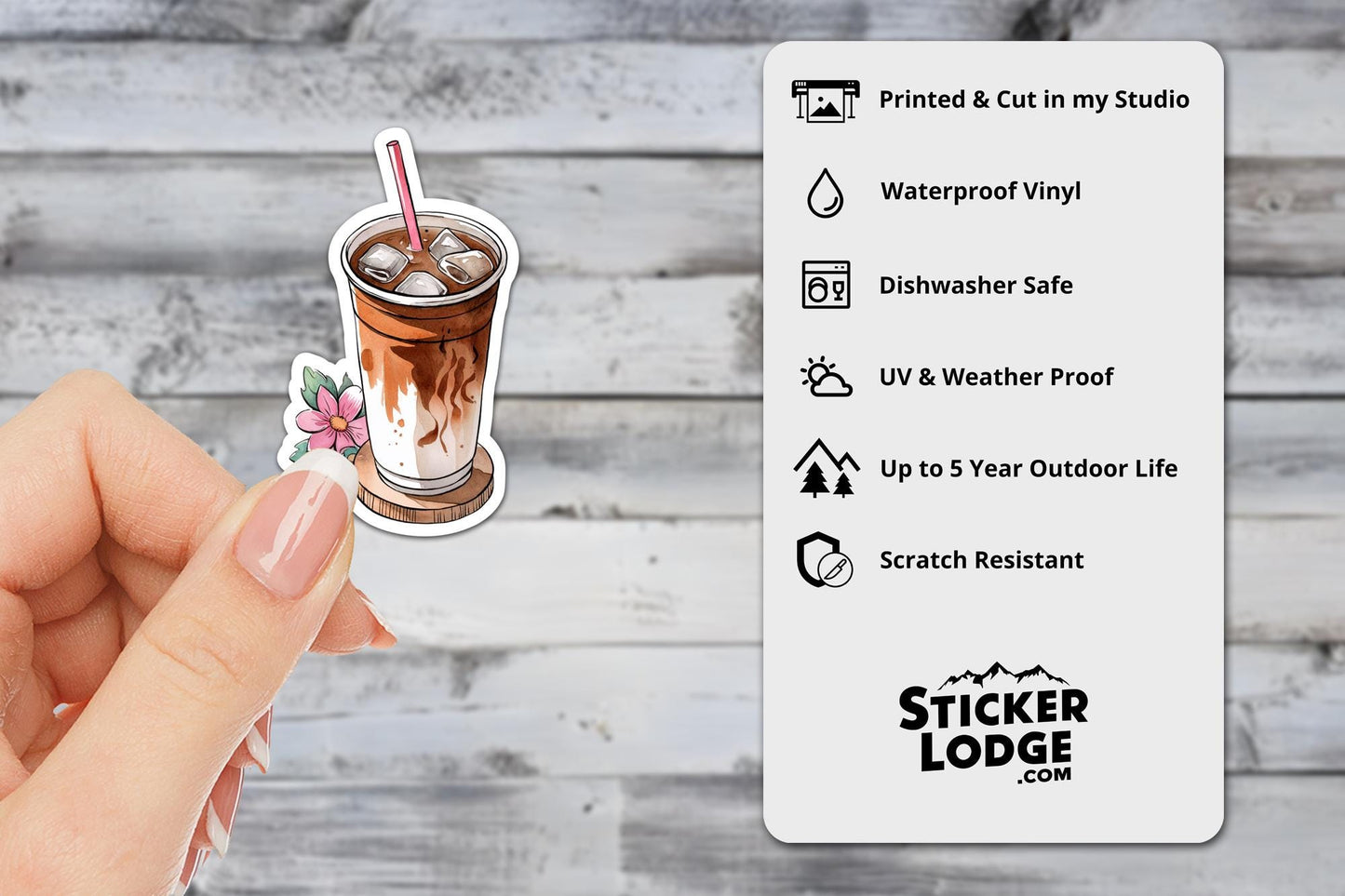 Watercolor Iced Coffee Vinyl Sticker | Sticker Lodge