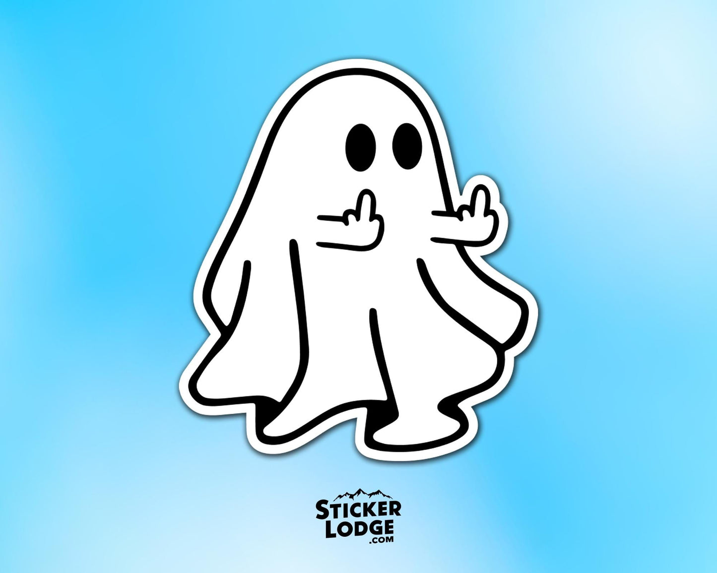 Middle Finger Ghost Vinyl Sticker | Sticker Lodge
