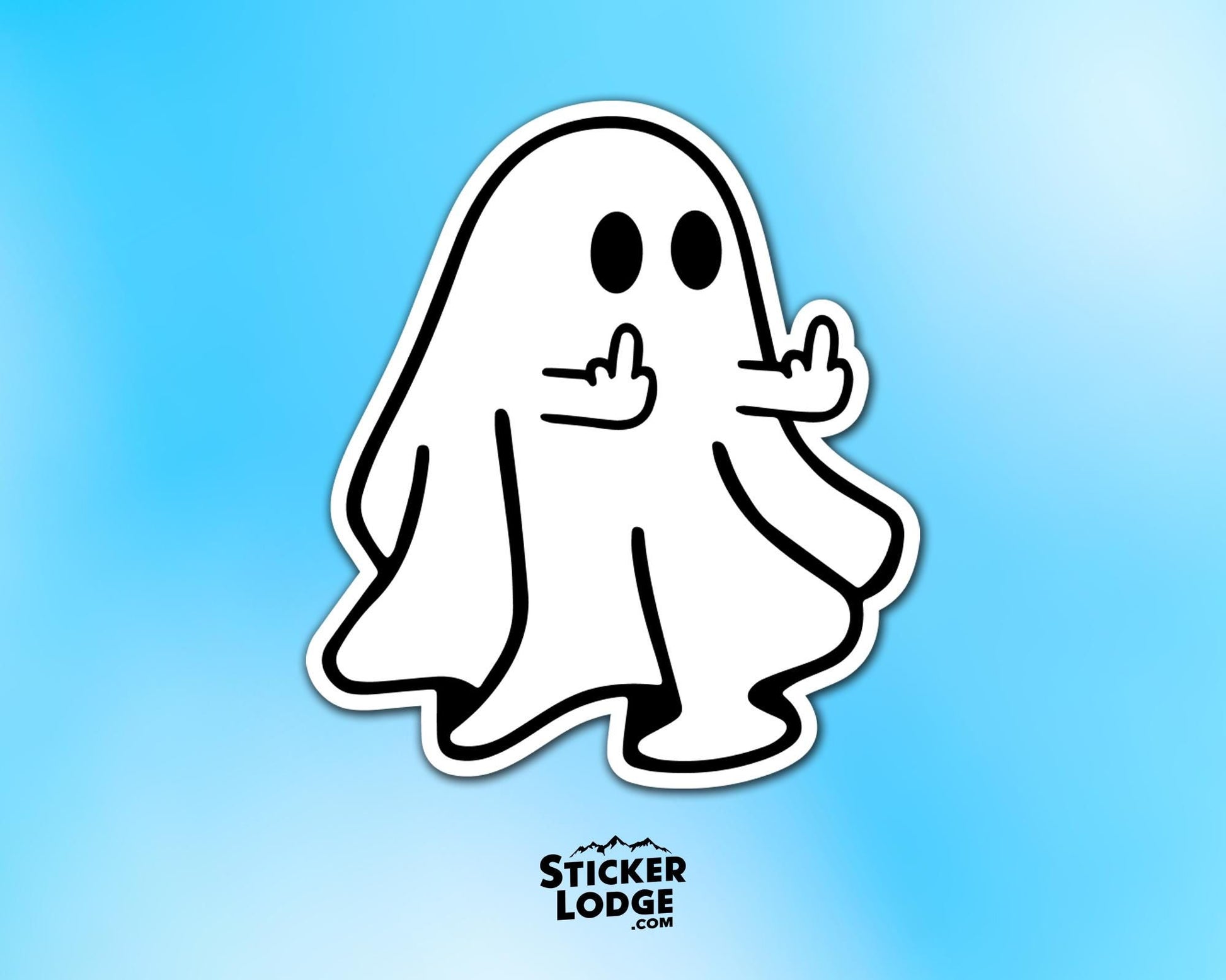 Middle Finger Ghost Vinyl Sticker | Sticker Lodge