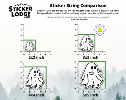 Middle Finger Ghost Vinyl Sticker | Sticker Lodge