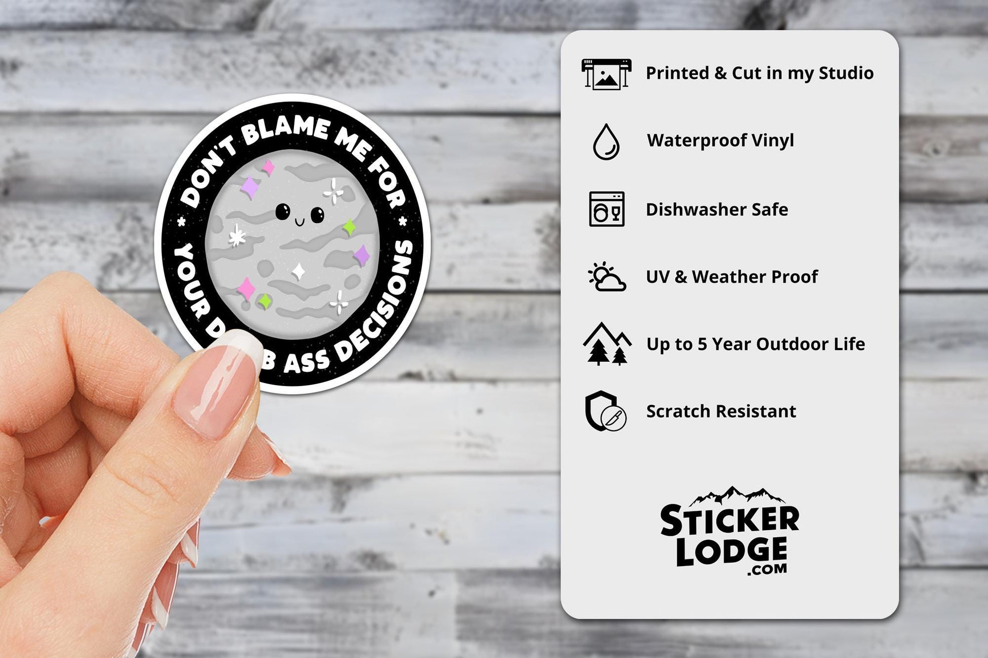 Don't Blame Me For Your Dumb Ass Decisions Vinyl Sticker | Sticker Lodge