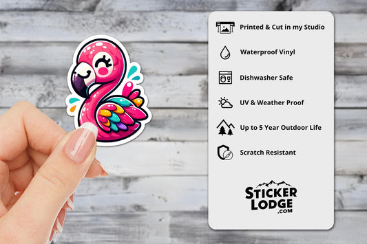 Kawaii Flamingo Vinyl Sticker | Sticker Lodge