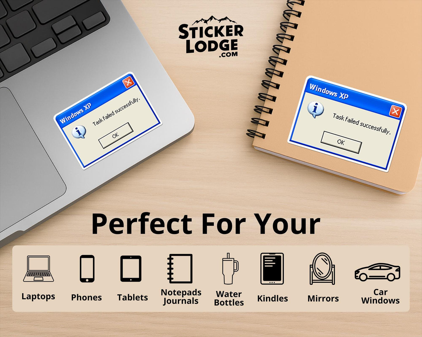 Windows XP Task Failed Successfully Vinyl Sticker | Sticker Lodge