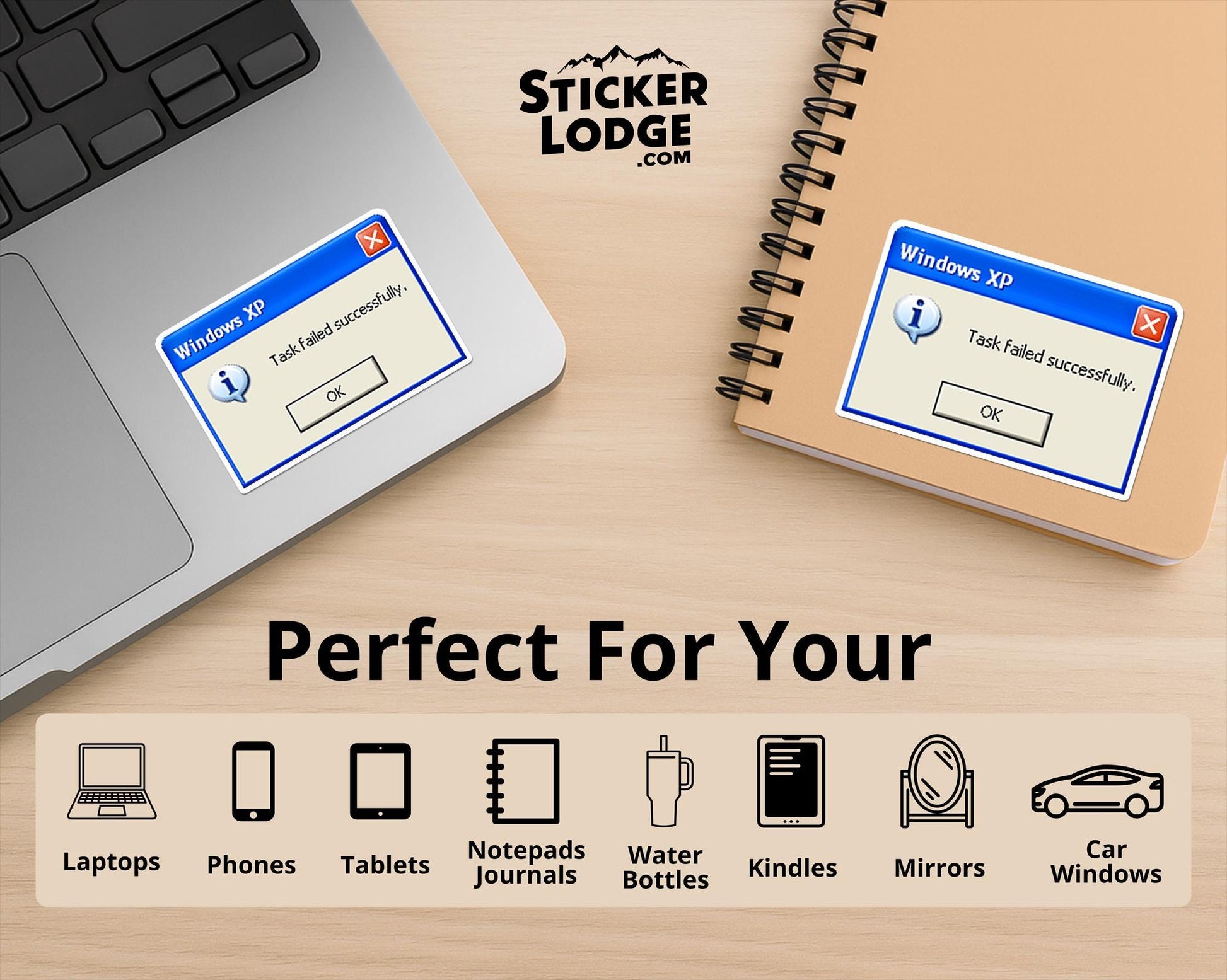 Windows XP Task Failed Successfully Vinyl Sticker | Sticker Lodge