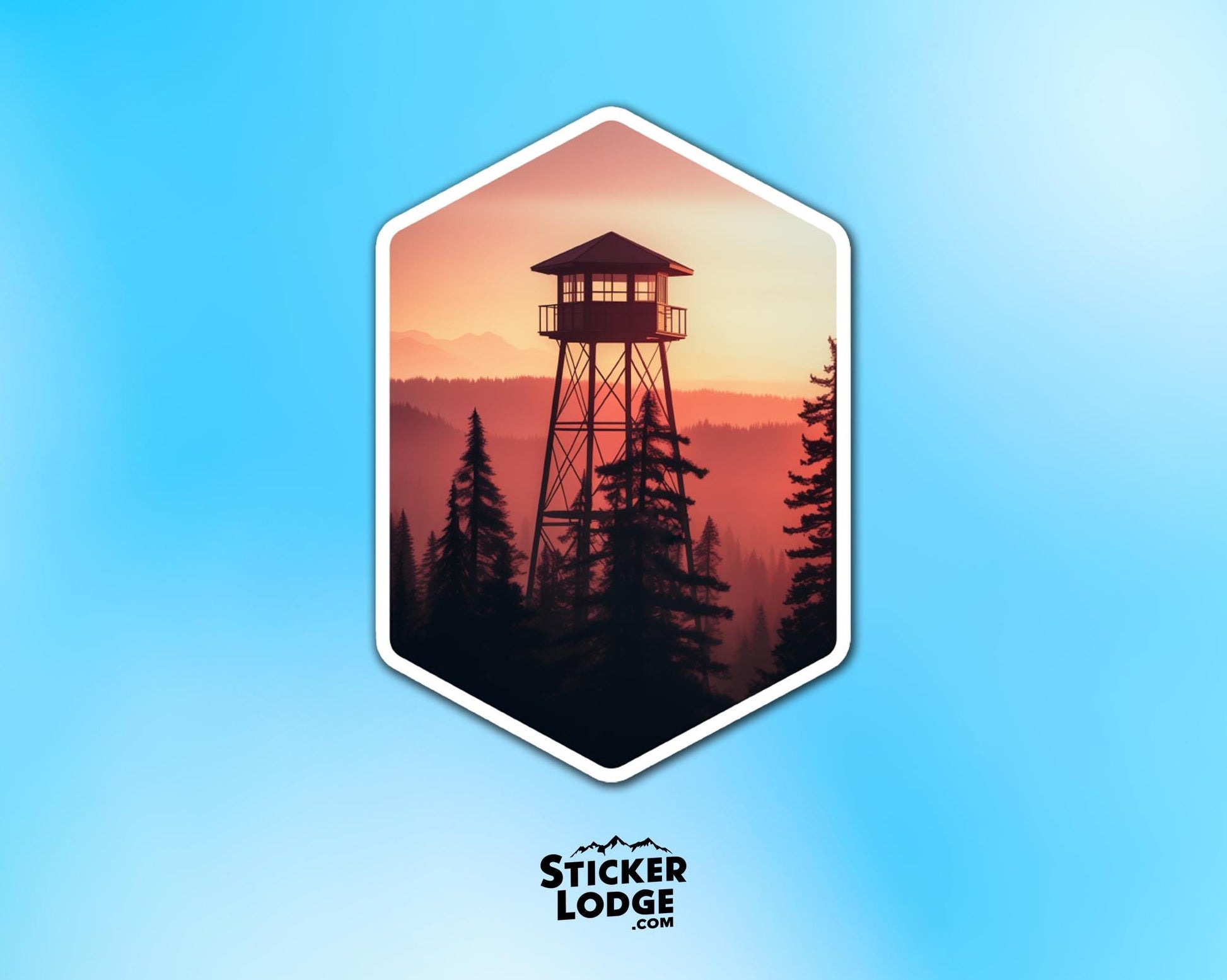 Firewatch Tower Sunset Vinyl Sticker | Sticker Lodge