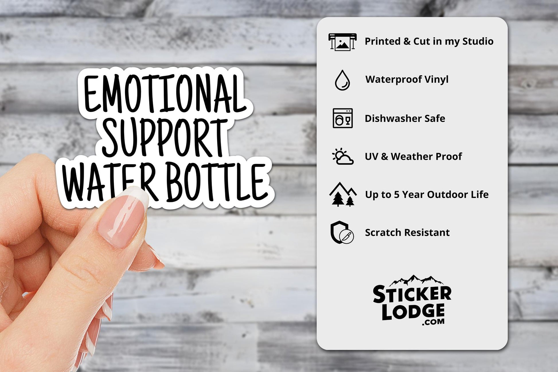 Emotional Support Water Bottle Vinyl Sticker | Sticker Lodge