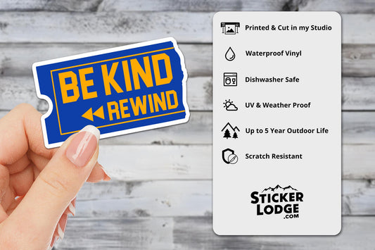 Be Kind Rewind Vinyl Sticker | Sticker Lodge