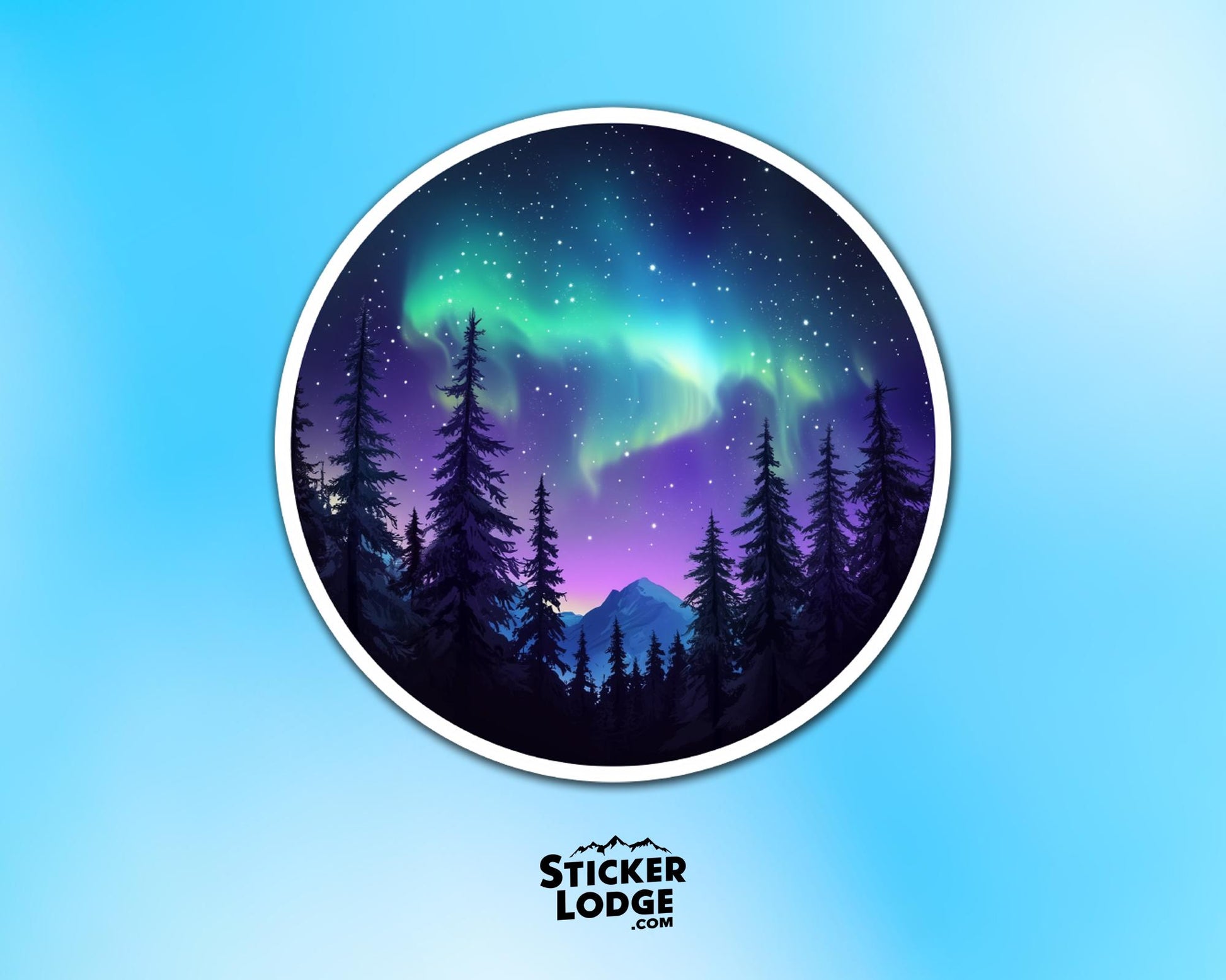 Northern Lights Forest Vinyl Sticker | Sticker Lodge
