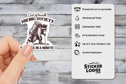 Out of Breath Hiking Society Vinyl Sticker | Sticker Lodge