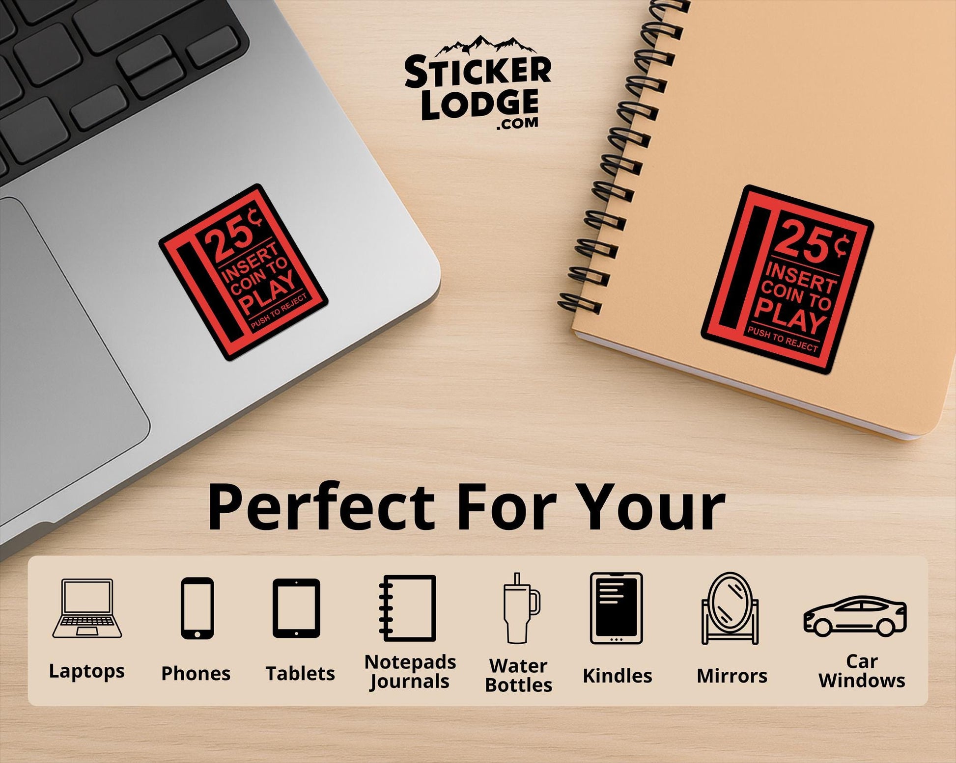 Retro Arcade Insert Coin Vinyl Sticker | Sticker Lodge