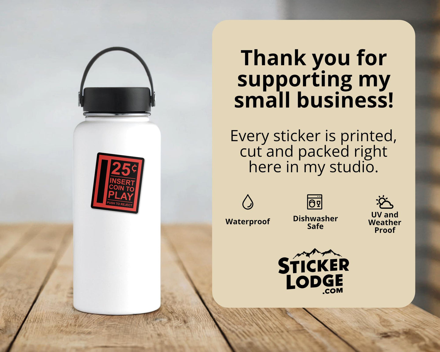 Retro Arcade Insert Coin Vinyl Sticker | Sticker Lodge