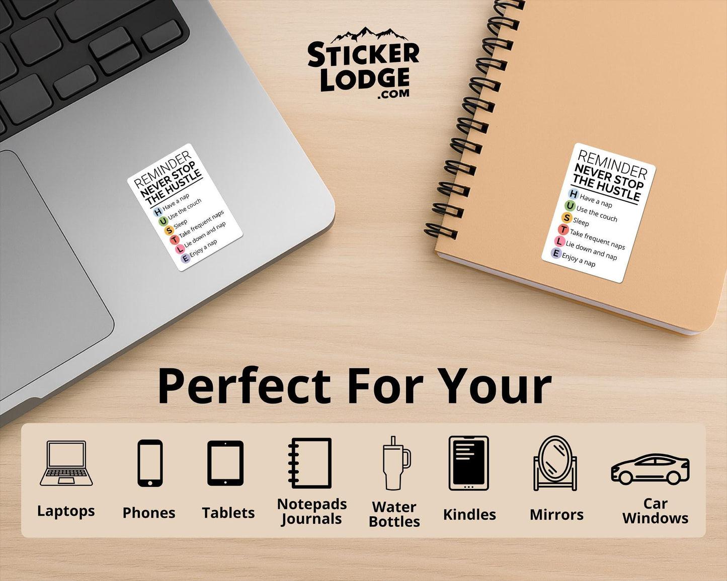 Never Stop the Hustle Vinyl Sticker | Sticker Lodge