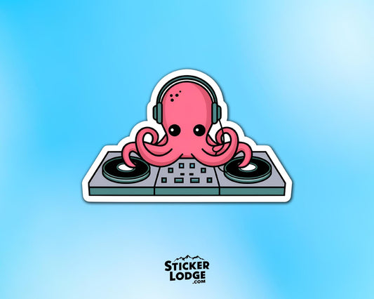 DJ Octopus Vinyl Sticker | Sticker Lodge