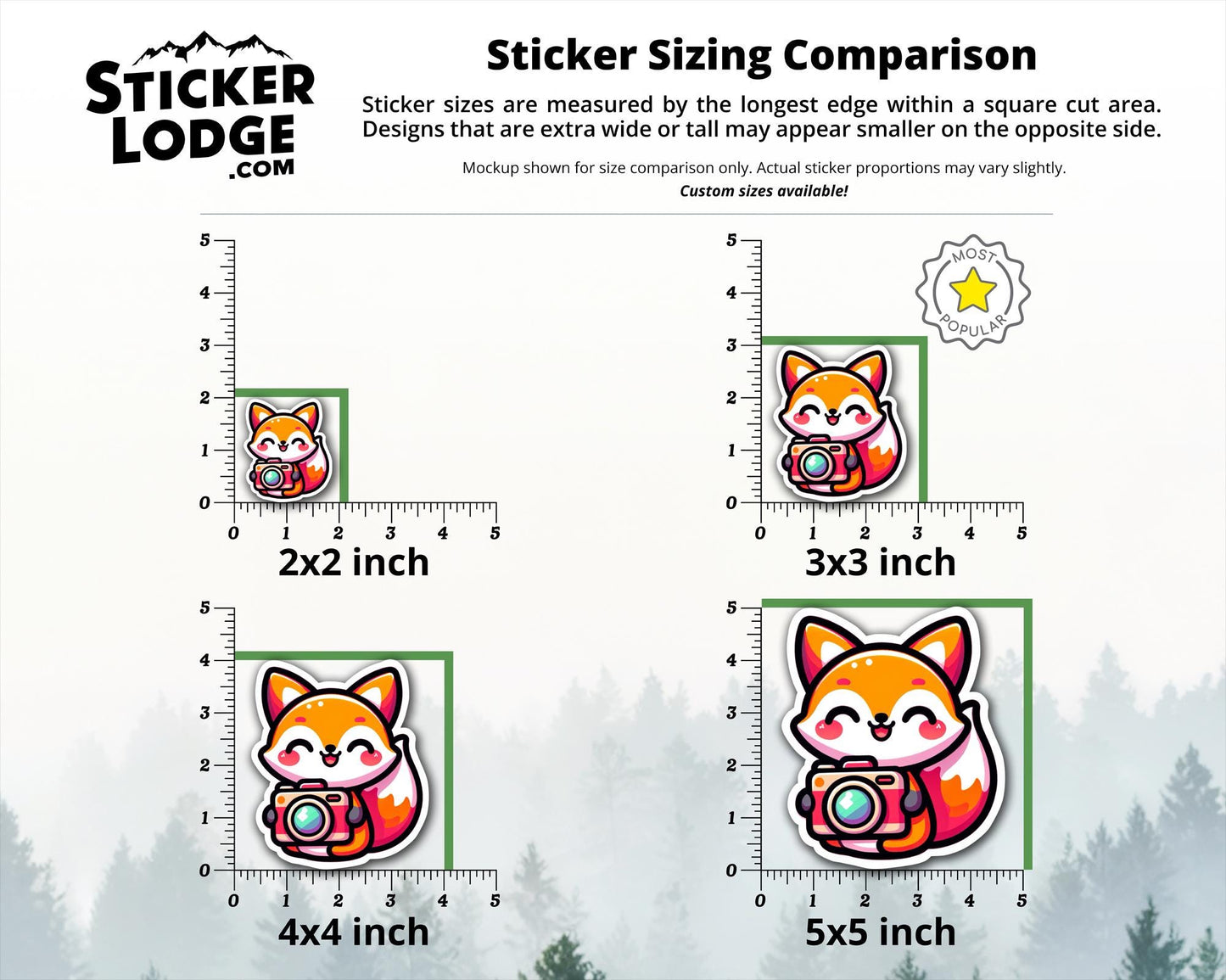 Kawaii Fox Photographer Vinyl Sticker | Sticker Lodge