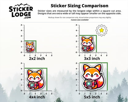 Kawaii Fox Photographer Vinyl Sticker | Sticker Lodge