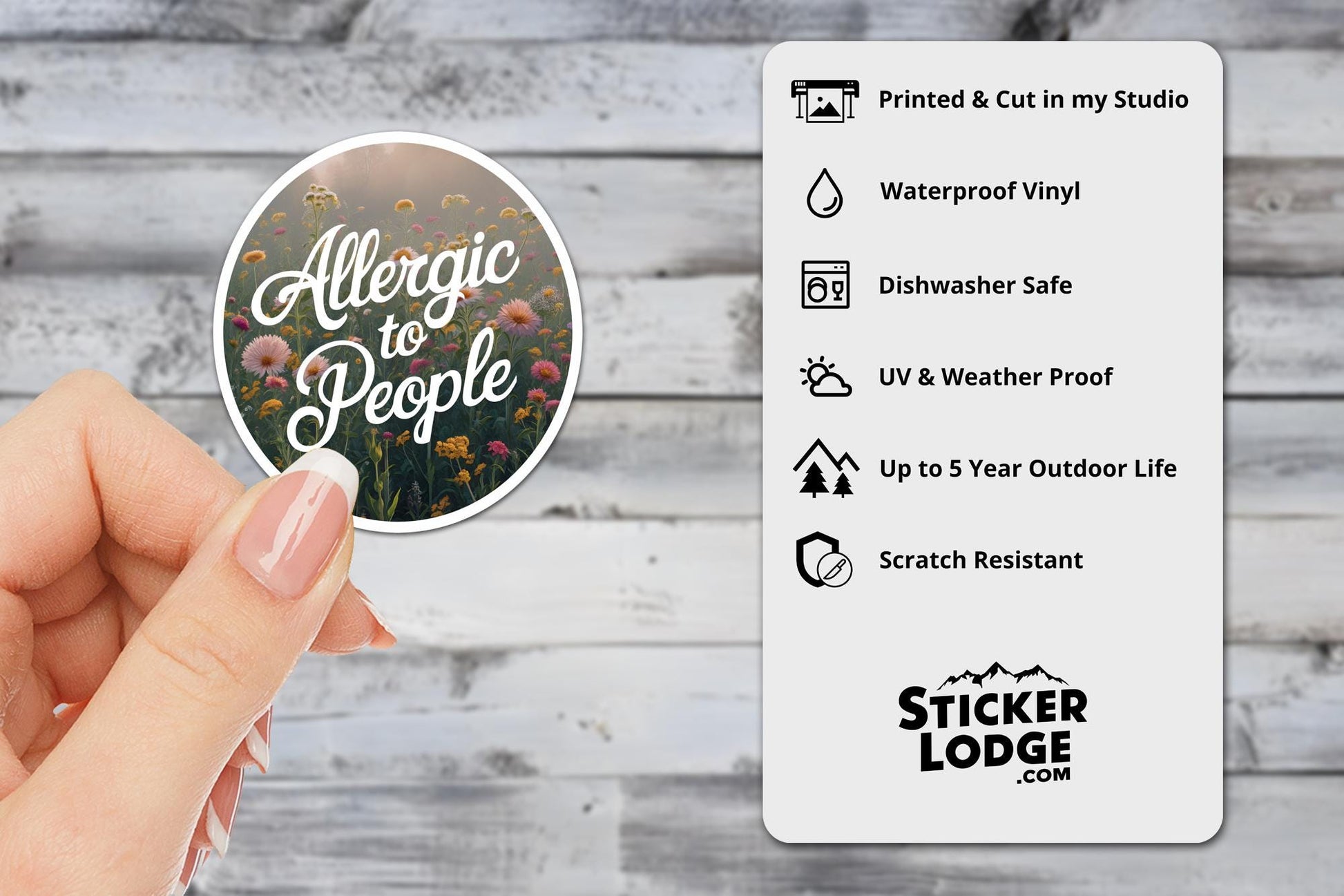 Allergic to People Vinyl Sticker | Sticker Lodge