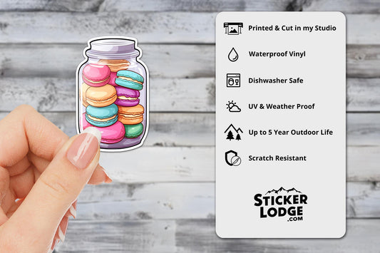 Colorful Macaron Jar Vinyl Sticker | Sticker Lodge