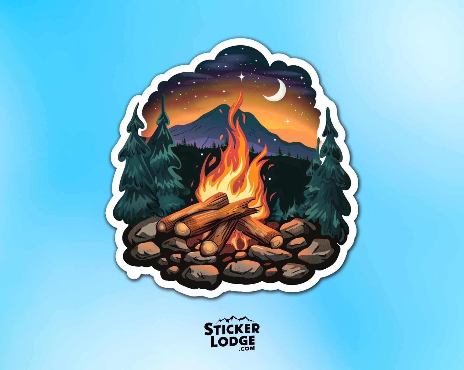Campfire Under the Stars Vinyl Sticker | Sticker Lodge