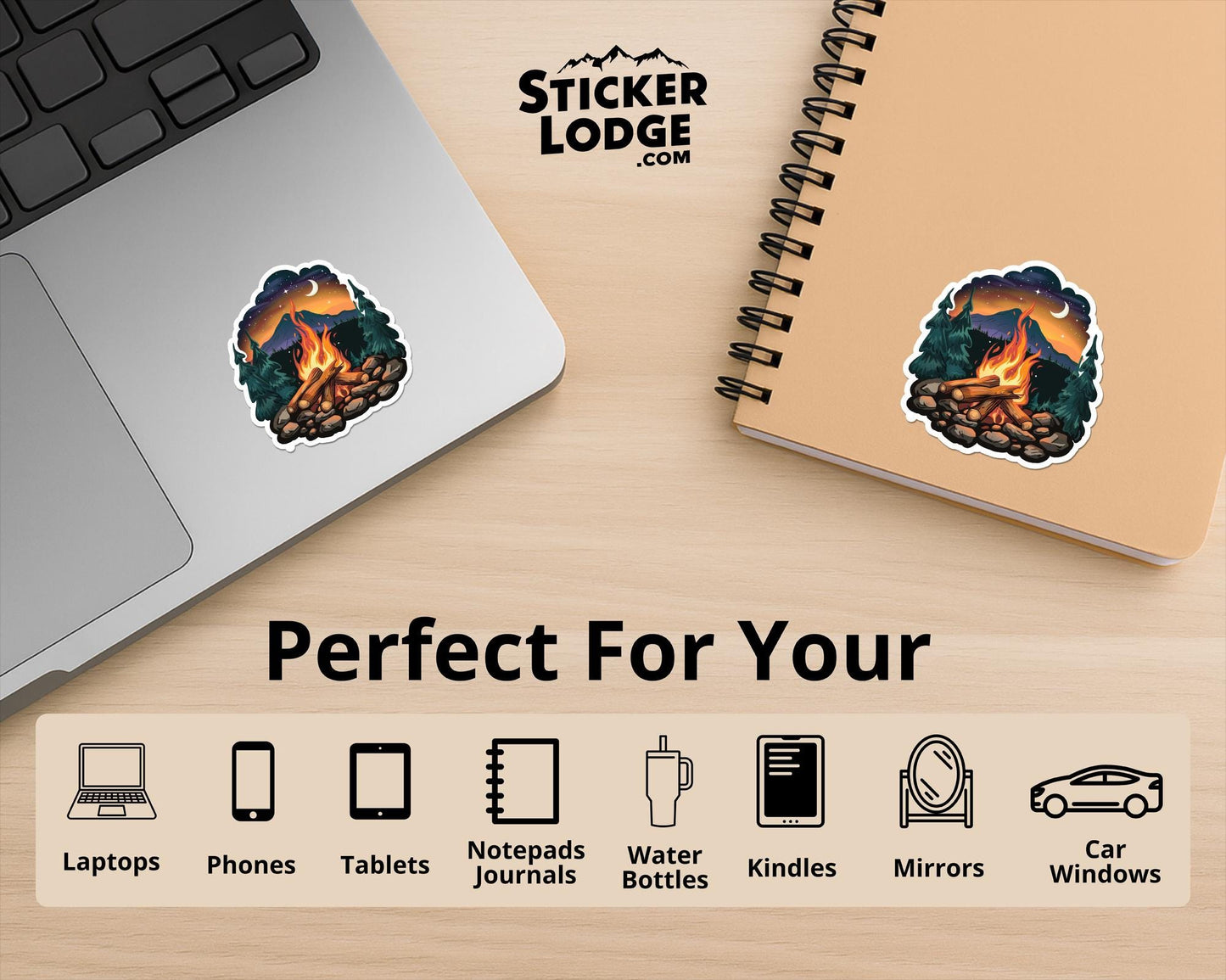 Campfire Under the Stars Vinyl Sticker | Sticker Lodge