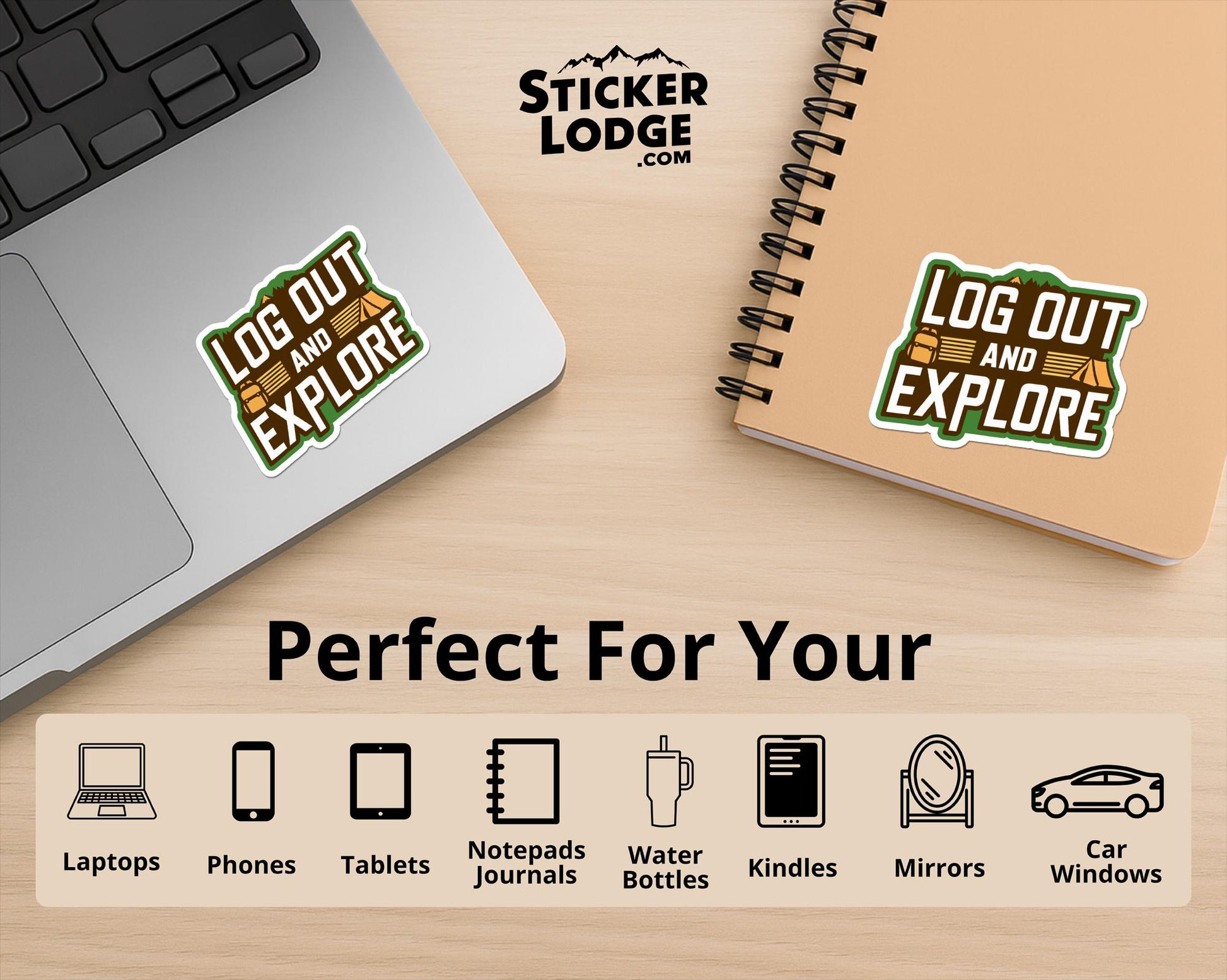 Log Out and Explore Vinyl Sticker | Sticker Lodge