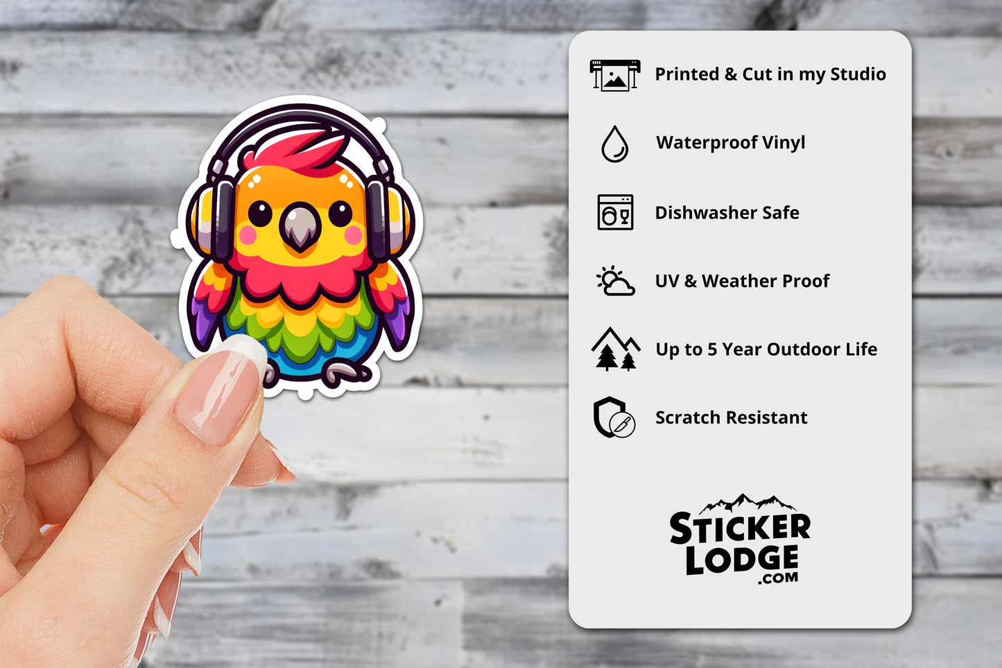 Kawaii Parrot Vinyl Sticker | Sticker Lodge