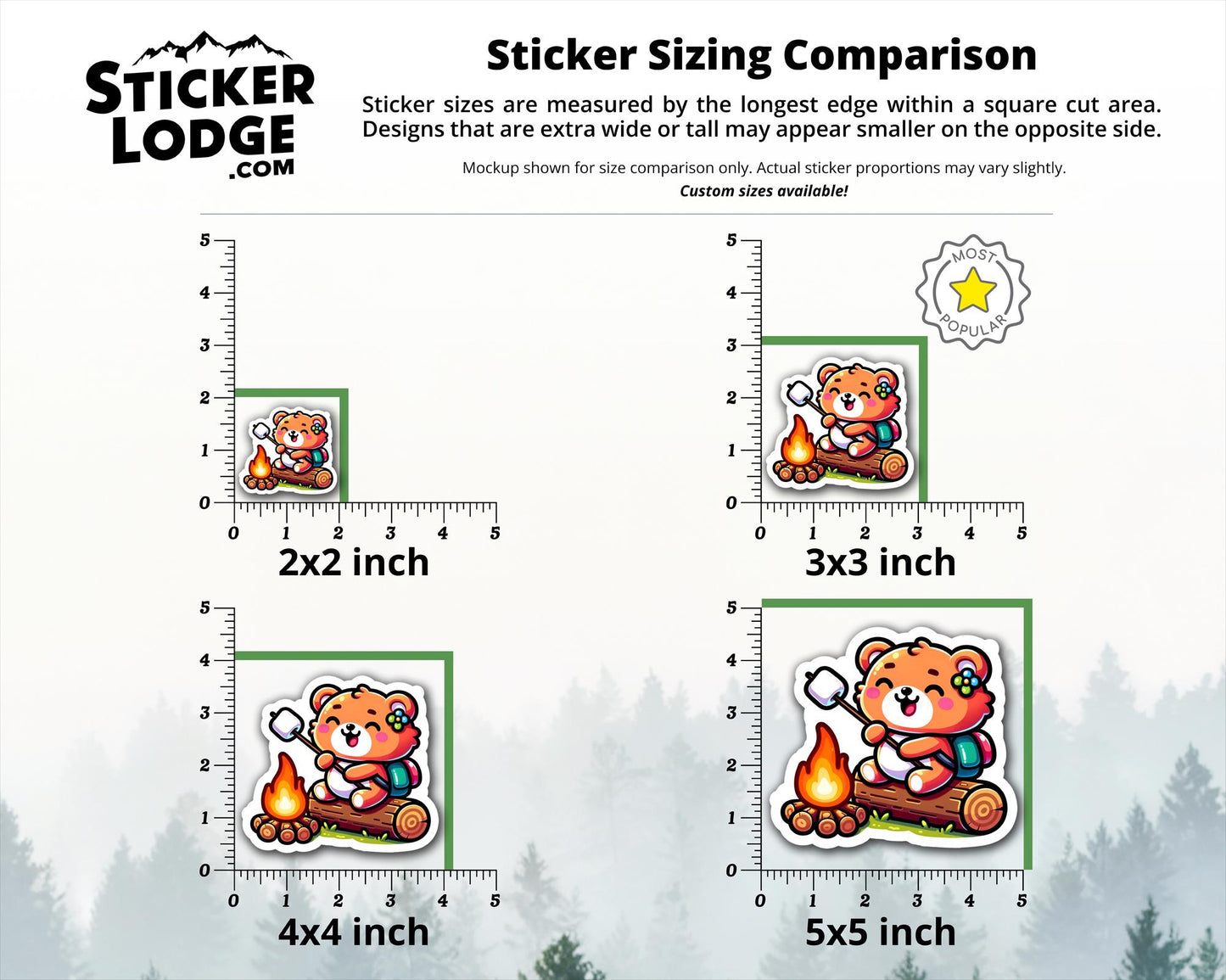 Happy Camper Kawaii Bear Vinyl Sticker | Sticker Lodge