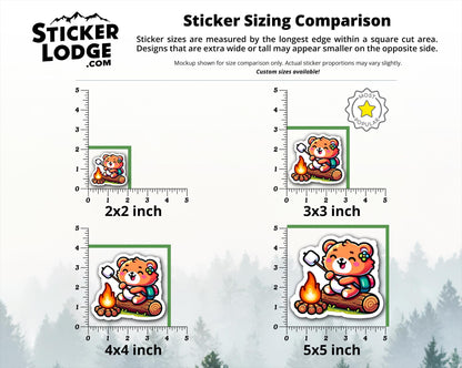 Happy Camper Kawaii Bear Vinyl Sticker | Sticker Lodge